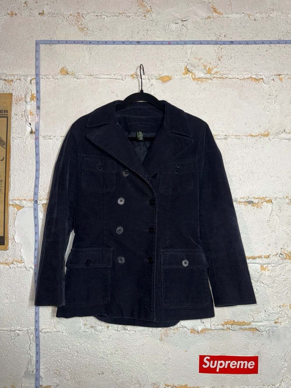 Lauren Jeans Co. Ralph Lauren Navy Blue Corduroy Double Breasted Utility Jacket